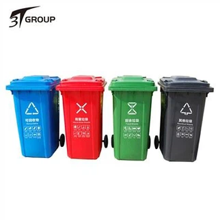 Contenedor de basura de plástico con ruedas
