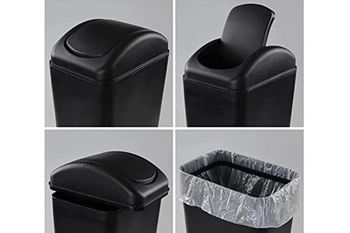 Black Plastic Swing Lid Trash Can 1 Black Plastic Swing Lid Trash Can 1