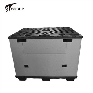 Caja de palets de plástico con tapa